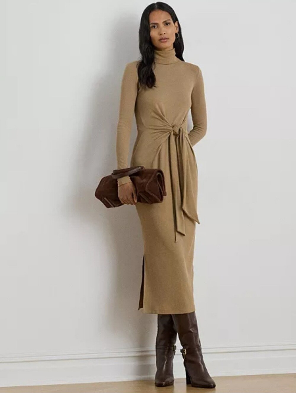 Lauren Ralph LaurenWomen's Tie-Front Turtle Neck Dress Size  S/P